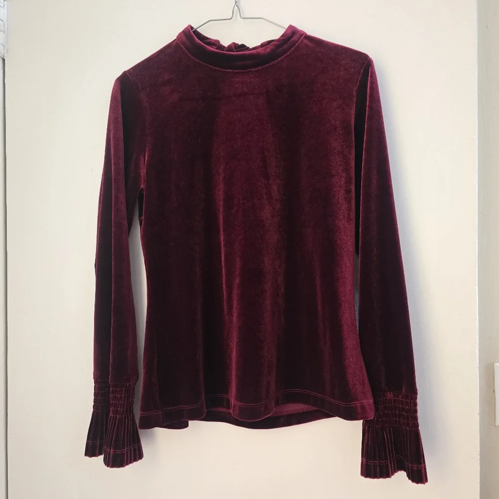 Molly Bracken Elegant Velvet Red Top - Picture 6 of 10